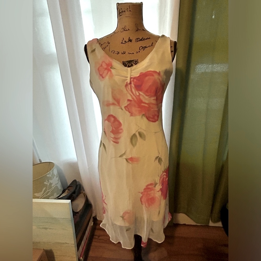 Studio Y Vintage Floral Lined Midi Dress Y2K 90's size 11/12 (runs small)